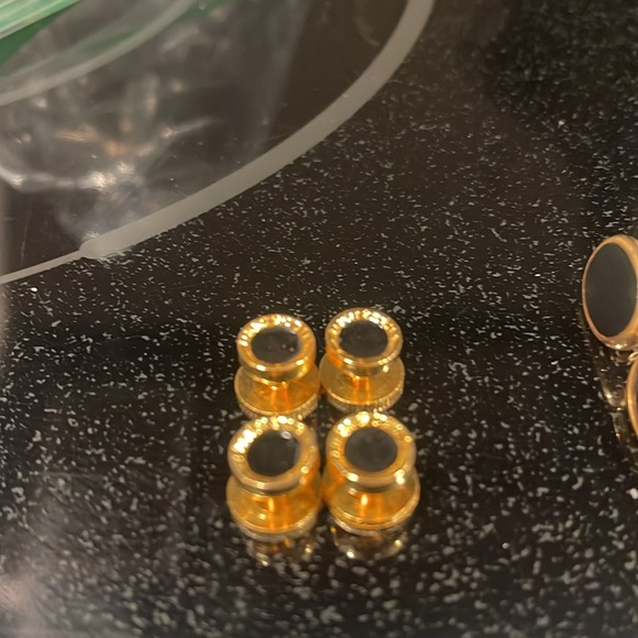 Christian Dior Gold & Onyx Cufflinks and Shirt Stud Set - Picture 3 of 4